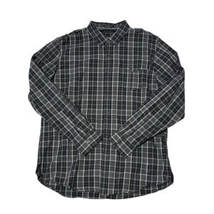 Preowned Sean John Black Plaid Long Sleeve Button-up Shirt Mens 3X Excellent